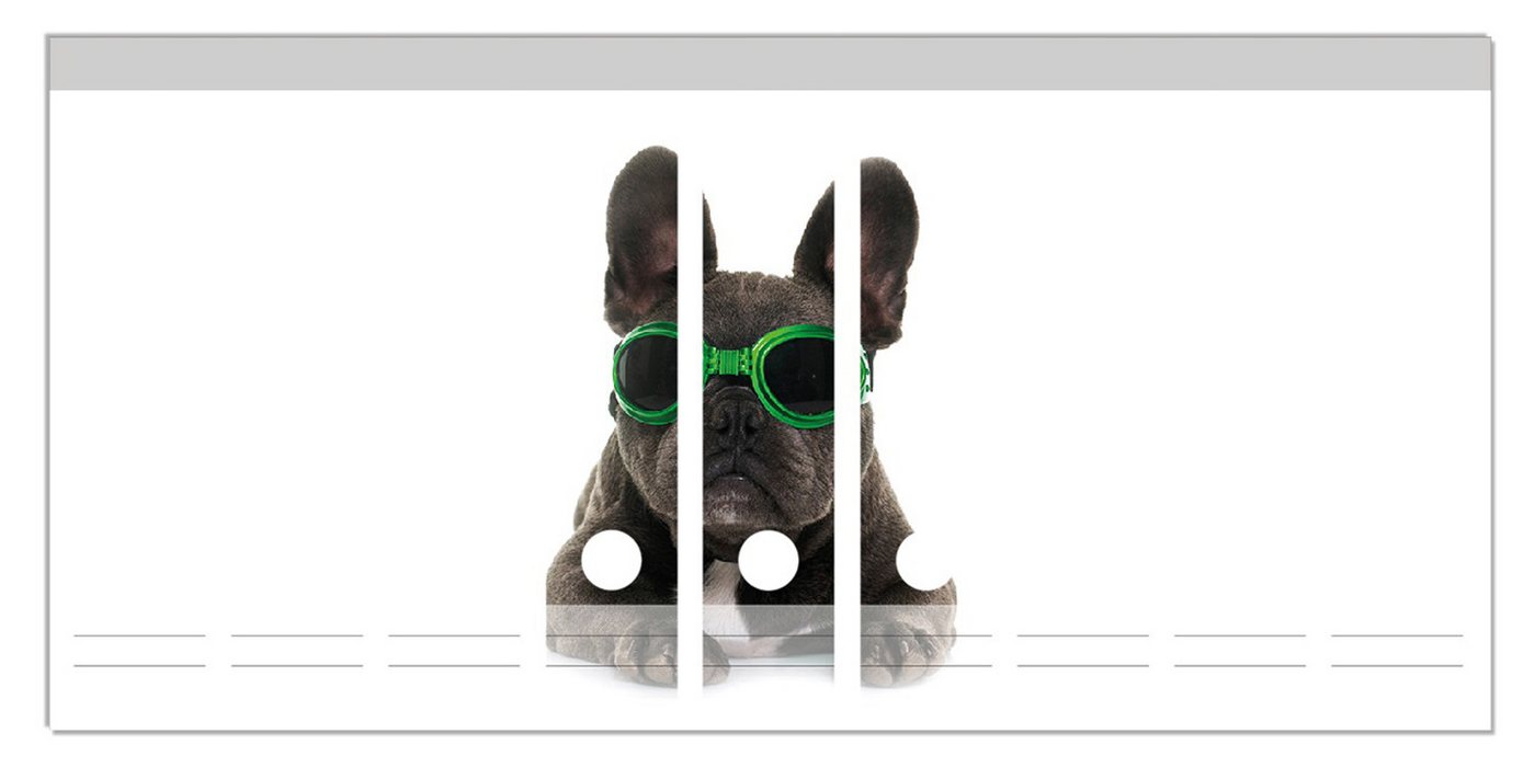 Wallario Etiketten Cooler Hund mit Sonnenbrille in grün - Französische Bulldogge, Ordnerrücken-Sticker in verschiedenen Ausführungen Wallario Etiketten Cooler Hund mit Sonnenbrille in grün - Französische Bulldogge, Ordnerrücken-Sticker in verschiedenen Ausführungen von Wallario