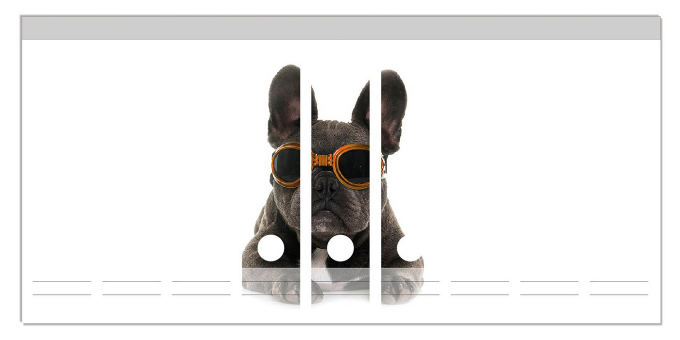 Wallario Etiketten Cooler Hund mit Sonnenbrille in orange - Französische Bulldogge, Ordnerrücken-Sticker in verschiedenen Ausführungen Wallario Etiketten Cooler Hund mit Sonnenbrille in orange - Französische Bulldogge, Ordnerrücken-Sticker in verschiedenen Ausführungen von Wallario