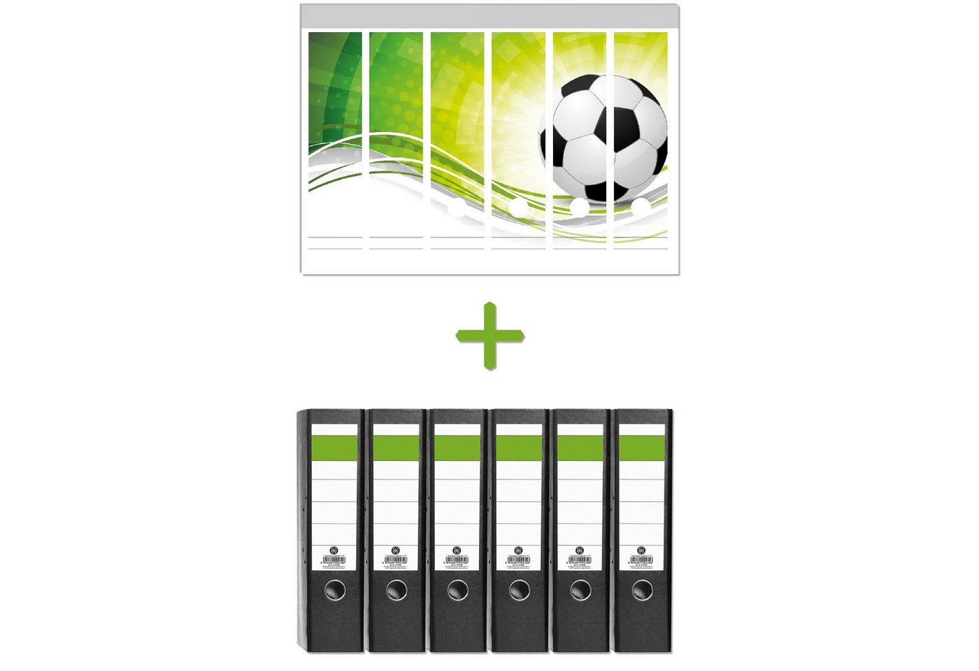 Wallario Etiketten Fußball - grün weiße Wellen Muster, Ordnerrücken-Sticker in verschiedenen Ausführungen von Wallario