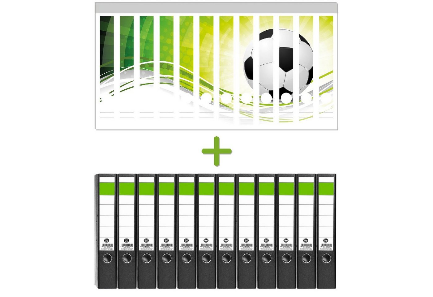 Wallario Etiketten Fußball - grün weiße Wellen Muster, Ordnerrücken-Sticker in verschiedenen Ausführungen von Wallario