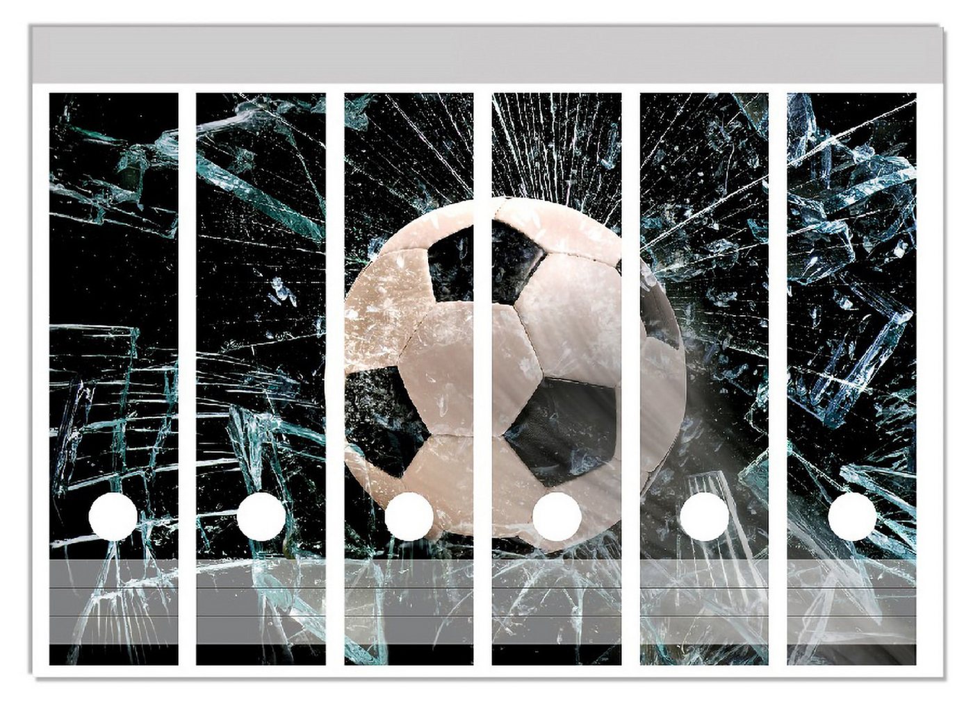 Wallario Etiketten Fußball - im Fenster, Splitter und Glas, Ordnerrücken-Sticker in verschiedenen Ausführungen Wallario Etiketten Fußball - im Fenster, Splitter und Glas, Ordnerrücken-Sticker in verschiedenen Ausführungen von Wallario