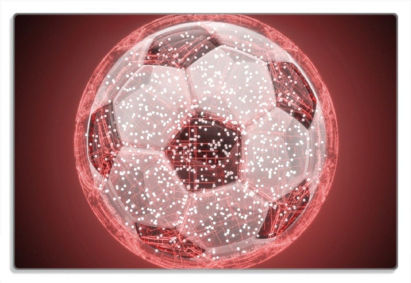 Wallario Frühstücksbrett Fußball digital - Netzwerk in rot, (inkl. rutschfester Gummifüße 4mm, 1-St), 20x30cm von Wallario