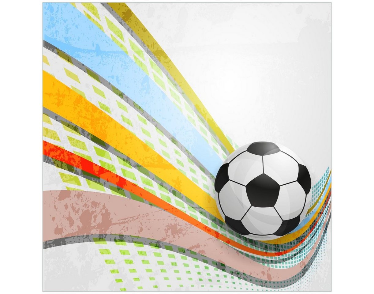 Wallario Glasbild, Fußball - Ball in bunten Wellen I, in verschiedenen Ausführungen Wallario Glasbild, Fußball - Ball in bunten Wellen I, in verschiedenen Ausführungen von Wallario