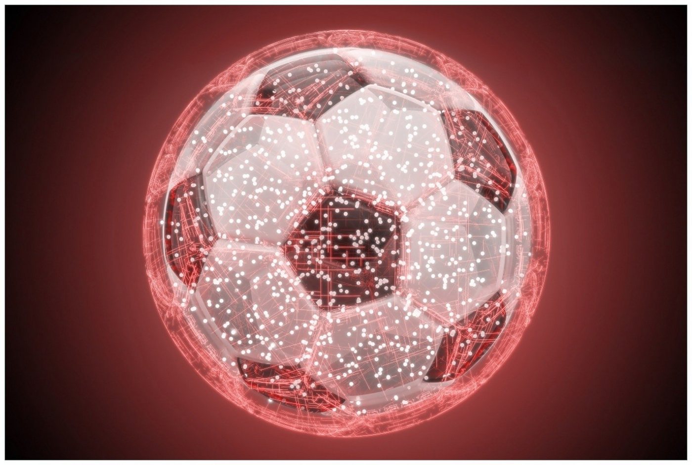 Wallario Glasbild, Fußball digital - Netzwerk in rot, in verschiedenen Ausführungen Wallario Glasbild, Fußball digital - Netzwerk in rot, in verschiedenen Ausführungen von Wallario