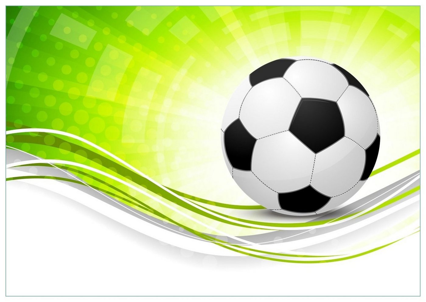 Wallario Glasbild, Fußball - grün weiße Wellen Muster, in verschiedenen Ausführungen Wallario Glasbild, Fußball - grün weiße Wellen Muster, in verschiedenen Ausführungen von Wallario
