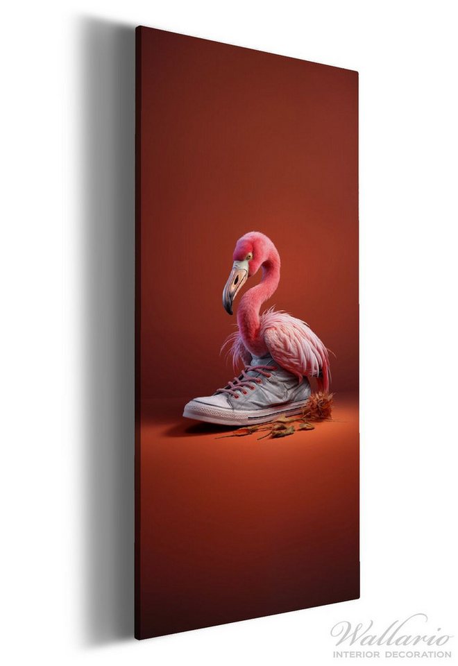 Wallario Leinwandbild, Flamingo im Sneaker, in verschiedenen Ausführungen Wallario Leinwandbild, Flamingo im Sneaker, in verschiedenen Ausführungen von Wallario