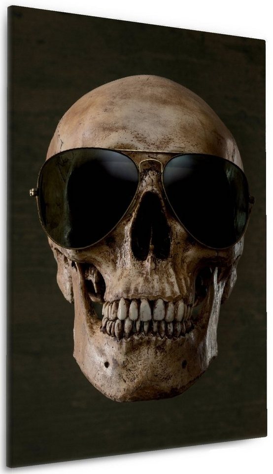 Wallario Leinwandbild, Totenschädel mit cooler Sonnenbrille, in verschiedenen Ausführungen Wallario Leinwandbild, Totenschädel mit cooler Sonnenbrille, in verschiedenen Ausführungen von Wallario