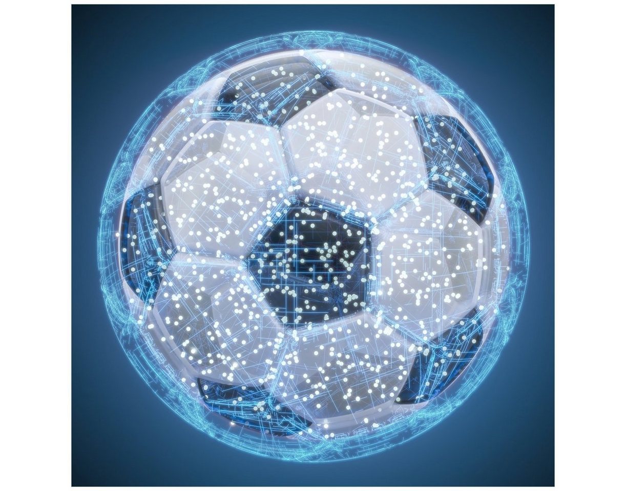 Wallario Möbelfolie Fußball digital - Netzwerk in blau Wallario Möbelfolie Fußball digital - Netzwerk in blau von Wallario