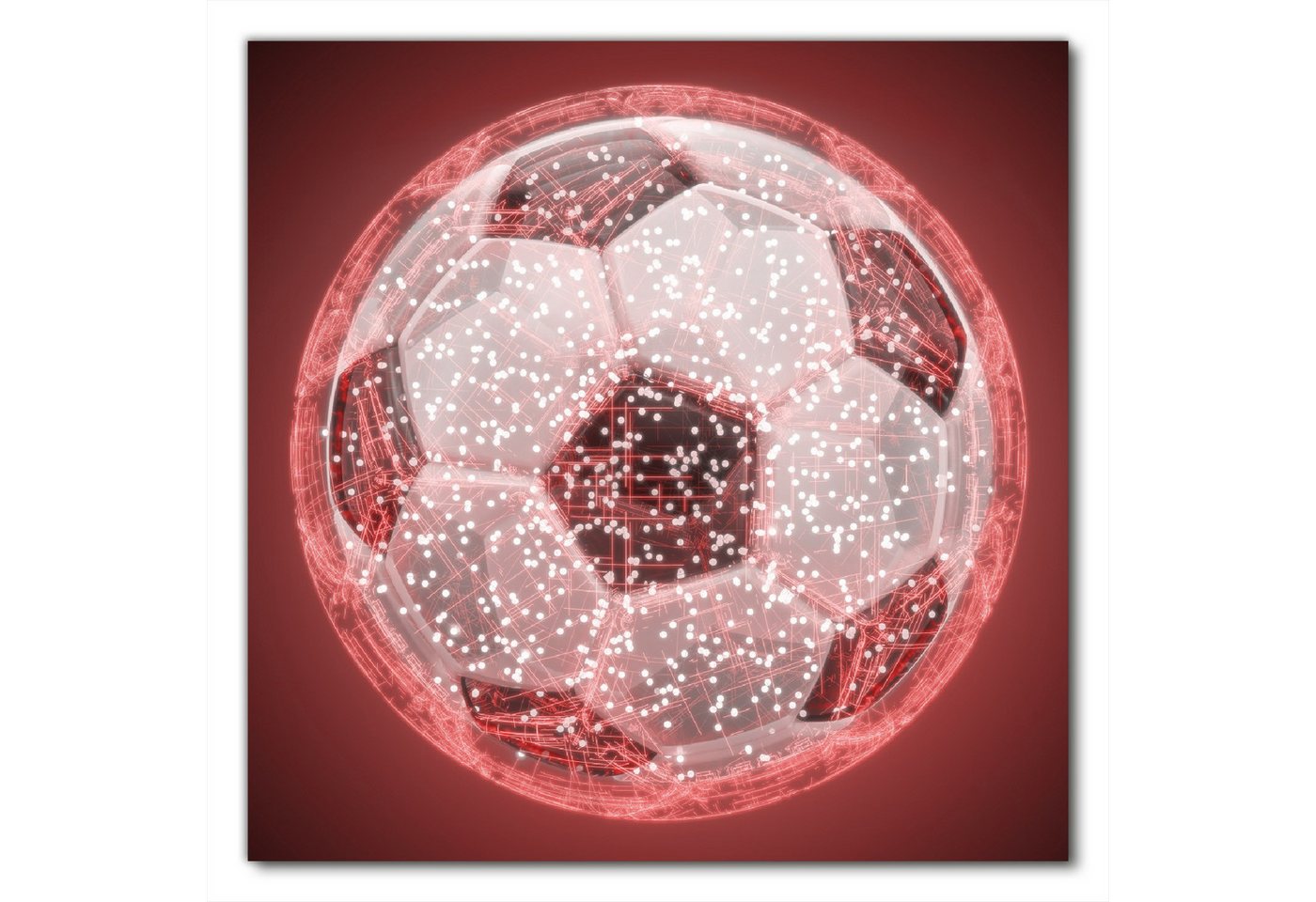 Wallario Möbelfolie Fußball digital - Netzwerk in rot Wallario Möbelfolie Fußball digital - Netzwerk in rot von Wallario