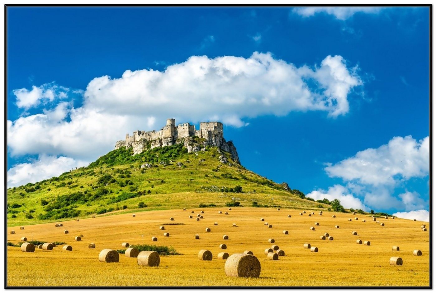 Wallario Poster, Alte Burg über Feldern, in verschiedenen Ausführungen von Wallario