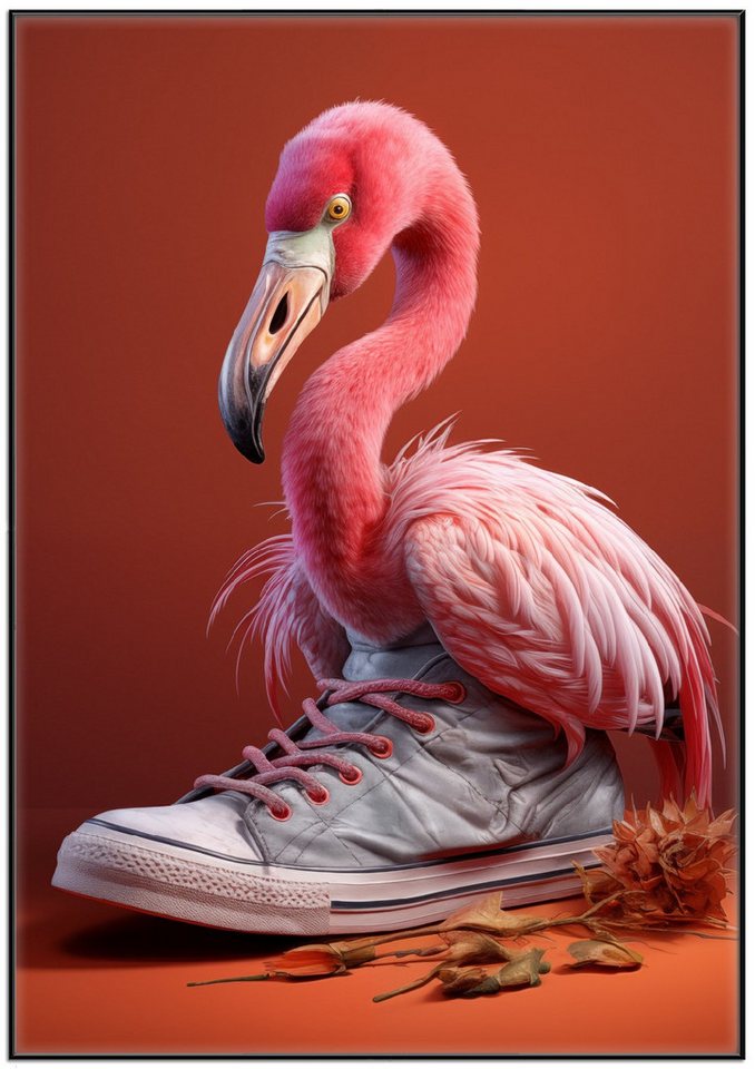 Wallario Poster, Flamingo im Sneaker, in verschiedenen Ausführungen Wallario Poster, Flamingo im Sneaker, in verschiedenen Ausführungen von Wallario