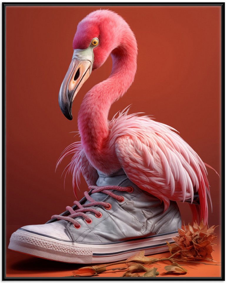 Wallario Poster, Flamingo im Sneaker, in verschiedenen Ausführungen Wallario Poster, Flamingo im Sneaker, in verschiedenen Ausführungen von Wallario