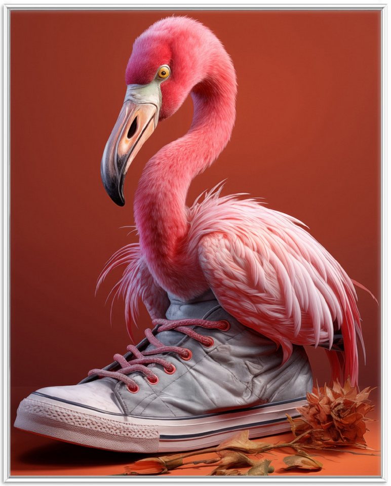 Wallario Poster, Flamingo im Sneaker, in verschiedenen Ausführungen Wallario Poster, Flamingo im Sneaker, in verschiedenen Ausführungen von Wallario