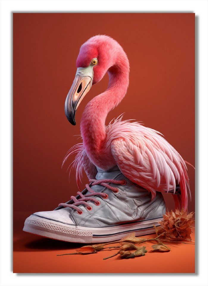 Wallario Poster, Flamingo im Sneaker, in verschiedenen Ausführungen Wallario Poster, Flamingo im Sneaker, in verschiedenen Ausführungen von Wallario