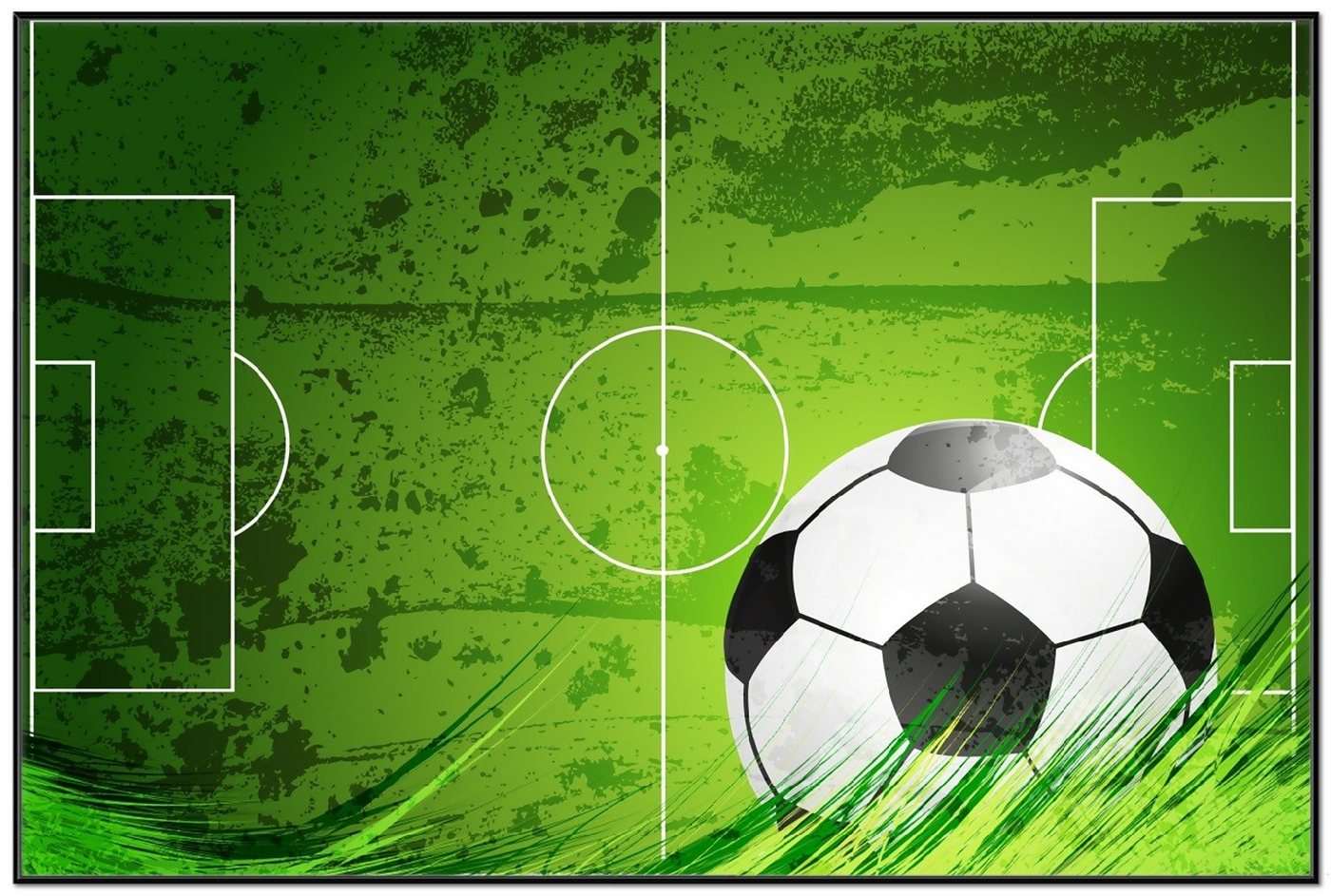 Wallario Poster, Fußball-Feld klassisch grün mit Ball, in verschiedenen Ausführungen Wallario Poster, Fußball-Feld klassisch grün mit Ball, in verschiedenen Ausführungen von Wallario