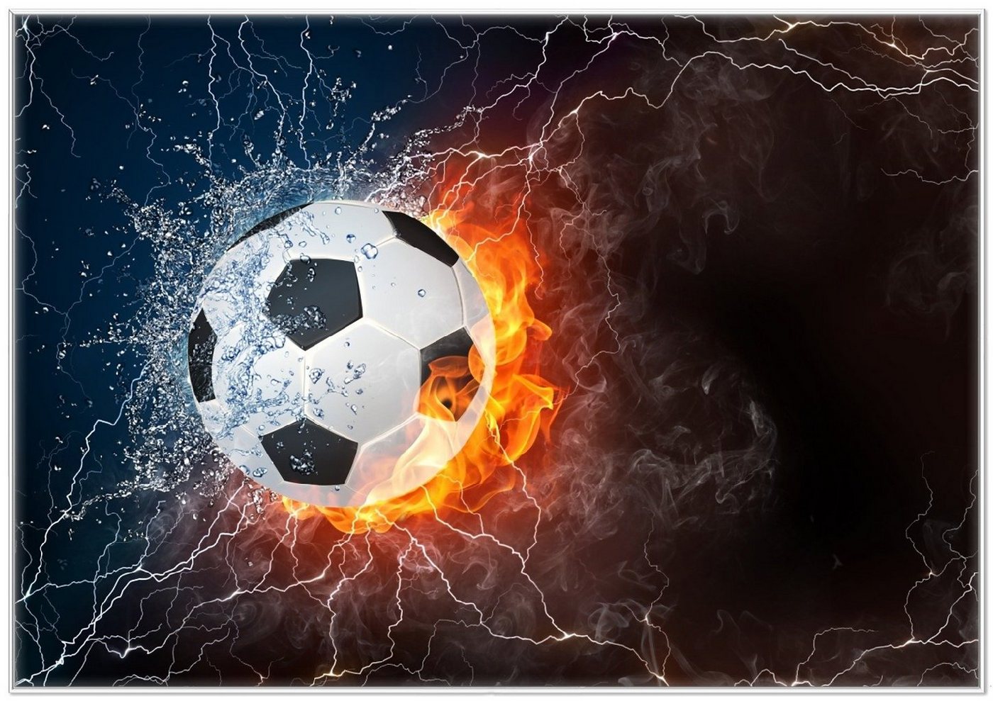 Wallario Poster, Fußball - Feuer und Wasser, in verschiedenen Ausführungen Wallario Poster, Fußball - Feuer und Wasser, in verschiedenen Ausführungen von Wallario