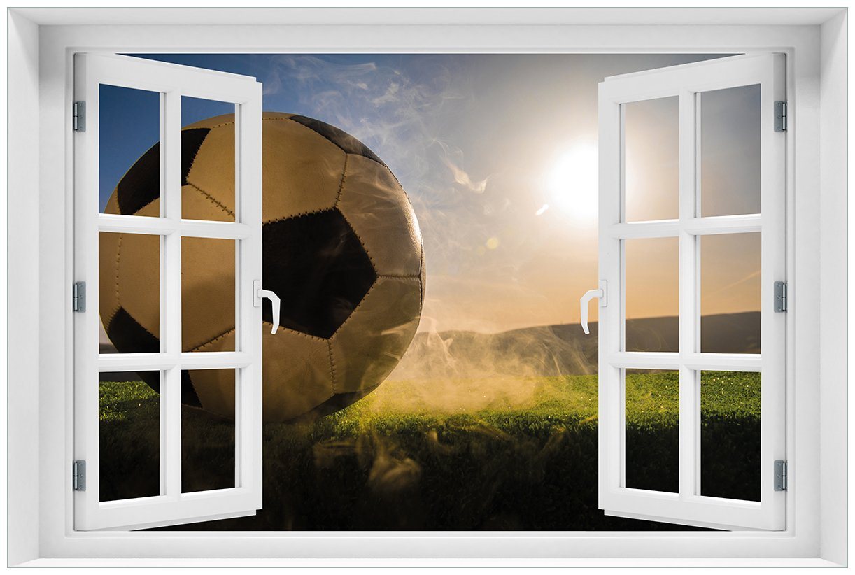 Wallario Poster, Fußball bei Sonnenuntergang, in verschiedenen Ausführungen von Wallario