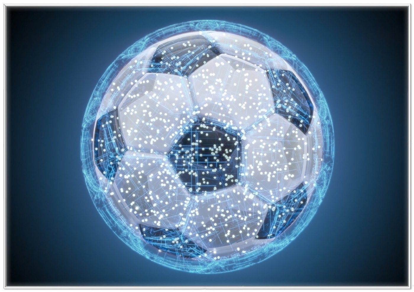 Wallario Poster, Fußball digital - Netzwerk in blau, in verschiedenen Ausführungen von Wallario