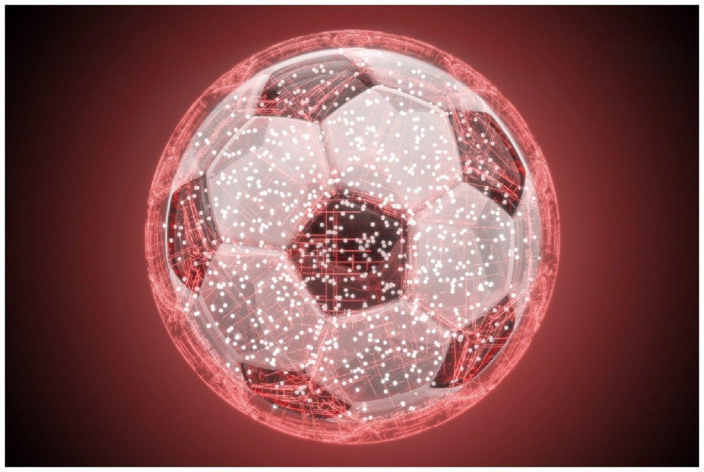 Wallario Poster, Fußball digital - Netzwerk in rot, in verschiedenen Ausführungen von Wallario