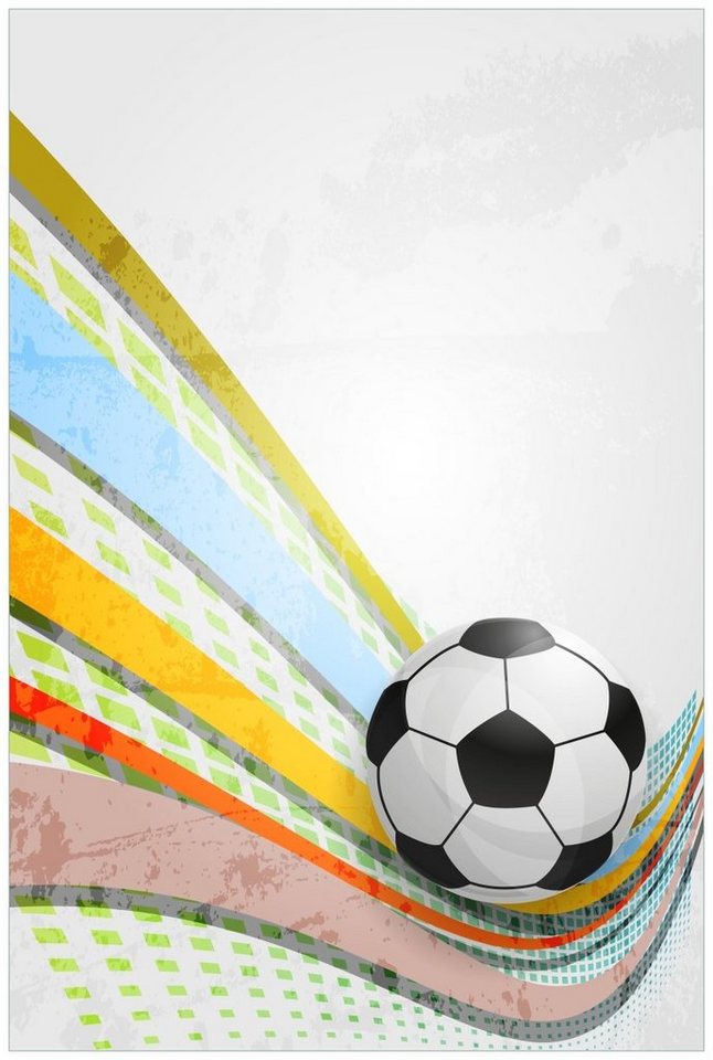 Wallario Wandfolie, Fußball - Ball in bunten Wellen I, in verschiedenen Ausführungen Wallario Wandfolie, Fußball - Ball in bunten Wellen I, in verschiedenen Ausführungen von Wallario