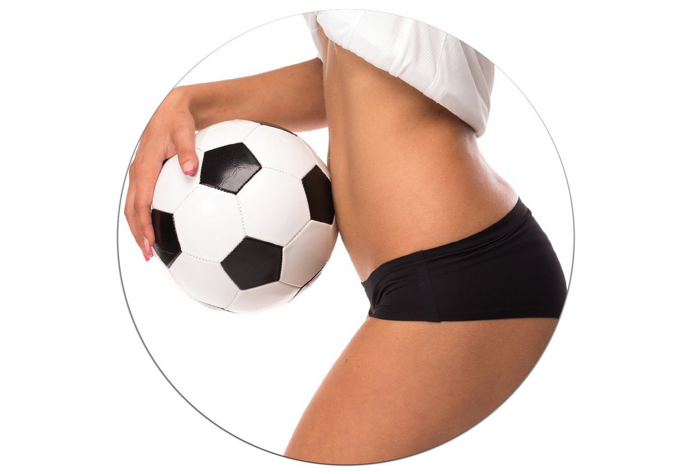 Wallario Wandfolie, Fußball - sexy Frau mit einem Fußball, wasserresistent, geeignet für Bad und Dusche Wallario Wandfolie, Fußball - sexy Frau mit einem Fußball, wasserresistent, geeignet für Bad und Dusche von Wallario
