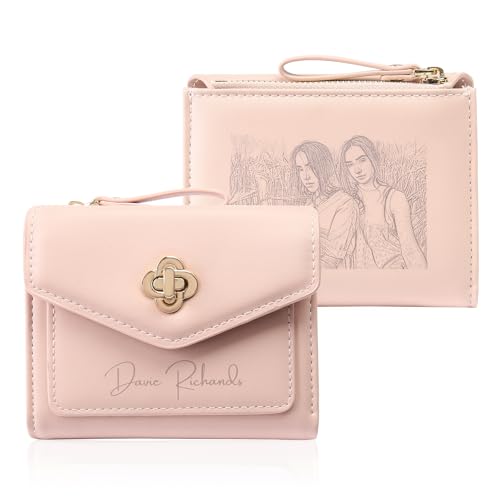 Personalisierte Damen Geldbörse mit Namen - PU Leder Portemonnaie für Frauen Geschenke für Mama Oma Freundin Damen-Personalisiertes Geschenk für Weihnachten Geburtstag (Pink) von Wamantic