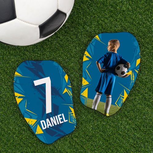 Wanapix | Personalisierte Fußball Schienbeinschoner Gepolstert| Shinguards mit Foto und Text | Kinder und Erwachsene | Gelb & Blau - Größe S Wanapix | Personalisierte Fußball Schienbeinschoner Gepolstert| Shinguards mit Foto und Text | Kinder und Erwachsene | Gelb & Blau - Größe S von Wanapix