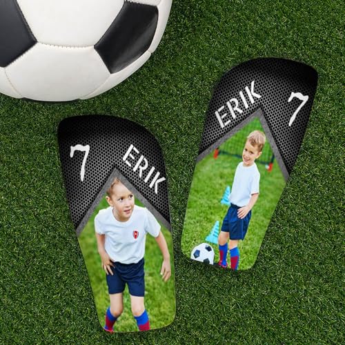 Wanapix | Personalisierte Fußball Schienbeinschoner | Shinguards mit Foto und Text | Kinder und Erwachsene | Iron - Größe M von Wanapix