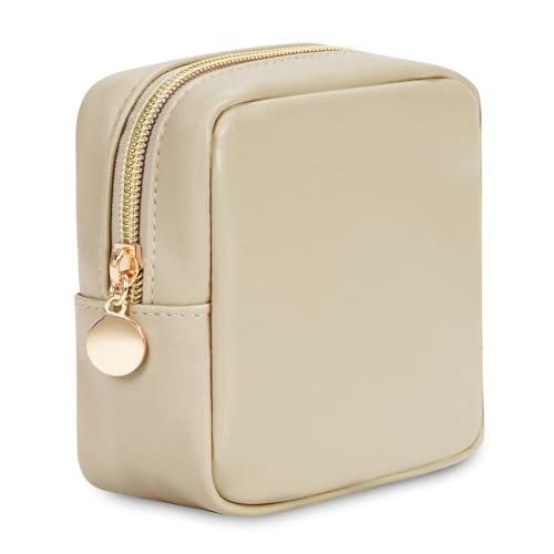 Kleine Kosmetiktasche Schminktasche Klein für Handtasche Mini Make Up Tasche Damen PU Leder Tragbare Makeup Bag mit Reißverschluss, Beige (Patent Angemeldet) Kleine Kosmetiktasche Schminktasche Klein für Handtasche Mini Make Up Tasche Damen PU Leder Tragbare Makeup Bag mit Reißverschluss, Beige (Patent Angemeldet) von Wandering Nature