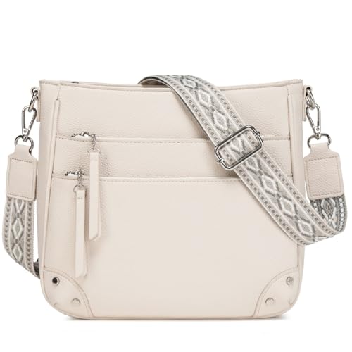 Waniki Umhängetasche Damen Mittelgroß Handtasche Damen Leder PU Schultertasche Crossbody Bag Klein Damenhandtasche Tasche Damen mit Breitem gurt Mehrere Fächertaschen für Frauen Beige Waniki Umhängetasche Damen Mittelgroß Handtasche Damen Leder PU Schultertasche Crossbody Bag Klein Damenhandtasche Tasche Damen mit Breitem gurt Mehrere Fächertaschen für Frauen Beige von Waniki