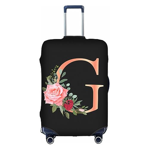 Wansin Reisegepäckhülle mit Blumenmuster und Buchstabe A, Elastan, elastisch, waschbar, dehnbar, passend für 45,7 - 81,3 cm Gepäck, Floraler Buchstabe G, L(Fit 25-28inch suitcase) von Wansin