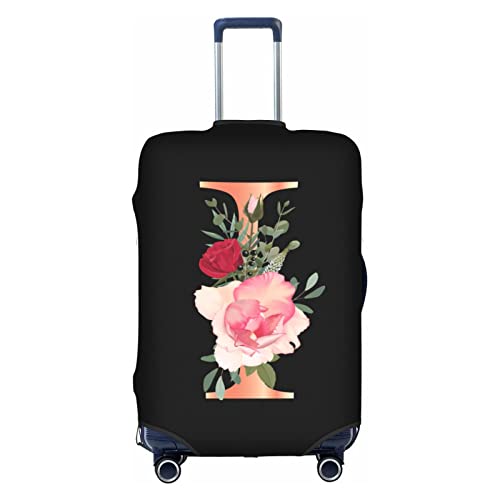 Wansin Reisegepäckhülle mit Blumenmuster und Buchstabe A, Elastan, elastisch, waschbar, dehnbar, passend für 45,7 - 81,3 cm Gepäck, Floraler Buchstabe I, L(Fit 25-28inch suitcase) von Wansin