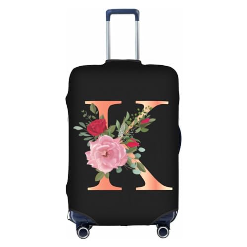 Wansin Reisegepäckhülle mit Blumenmuster und Buchstabe A, Elastan, elastisch, waschbar, dehnbar, passend für 45,7 - 81,3 cm Gepäck, Floraler Buchstabe K, M(Fit 22-24inch suitcase) von Wansin