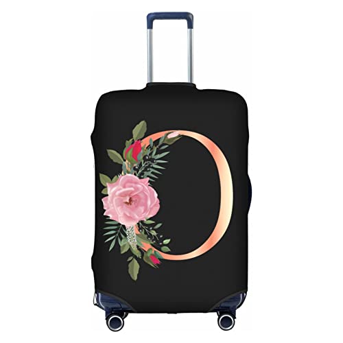 Wansin Reisegepäckhülle mit Blumenmuster und Buchstabe A, Elastan, elastisch, waschbar, dehnbar, passend für 45,7 - 81,3 cm Gepäck, Floraler Buchstabe O, M(Fit 22-24inch suitcase) von Wansin