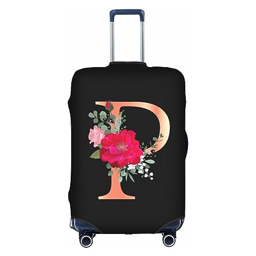 Wansin Reisegepäckhülle mit Blumenmuster und Buchstabe A, Elastan, elastisch, waschbar, dehnbar, passend für 45,7 - 81,3 cm Gepäck, Floraler Buchstabe P, XL(Fit 29-32inch suitcase) von Wansin