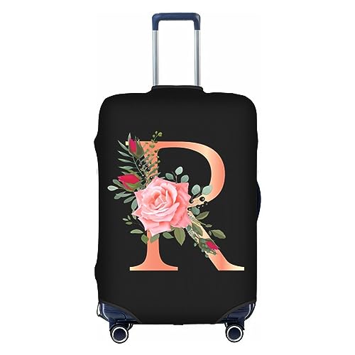 Wansin Reisegepäckhülle mit Blumenmuster und Buchstabe A, Elastan, elastisch, waschbar, dehnbar, passend für 45,7 - 81,3 cm Gepäck, Floraler Buchstabe R, M(Fit 22-24inch suitcase) von Wansin