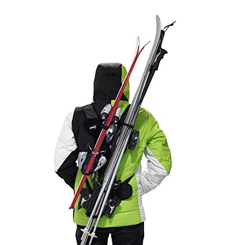 Wantalis - Skiback - Ein revolutionäres Produkt, um Ihre Ski freihändig zu tragen - Anpassbare und verstellbare Schultergurte, Schwarz von Wantalis