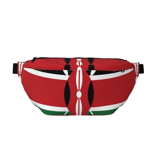 Hüfttasche für Damen und Herren mit verstellbarem Schultergurt, große Wander-Taillentasche zum Laufen, Radfahren, Flagge von Kenia, Schwarz, Einheitsgröße, Schwarz , Einheitsgröße von WapNo