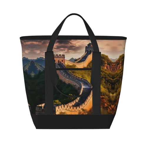 The Great Wall Of China Tote Bag Isoliert Hält Kalt, Ideal für Lebensmittellieferungen, Reisen, Isolierung Oder Kühlen Am Strand von WapNo