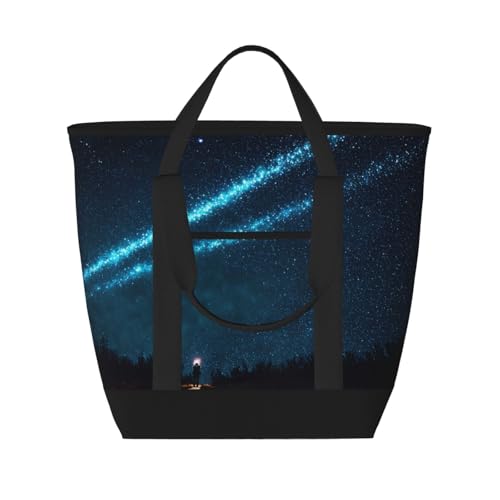 WapNo Glowing Butterfly Tote Bag Insulated Keeps Cold Ideal For Food Delivery Travel Insulation Or Keep Cold At The Beach Black, One Size von WapNo