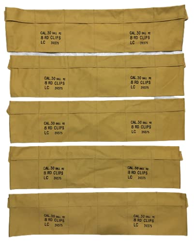 Warcraft Exports (5 Stück) WWII Armee Baumwolltuch Bandolier für M1 Garand Baumwolltuchbezug - Khaki von Warcraft Exports