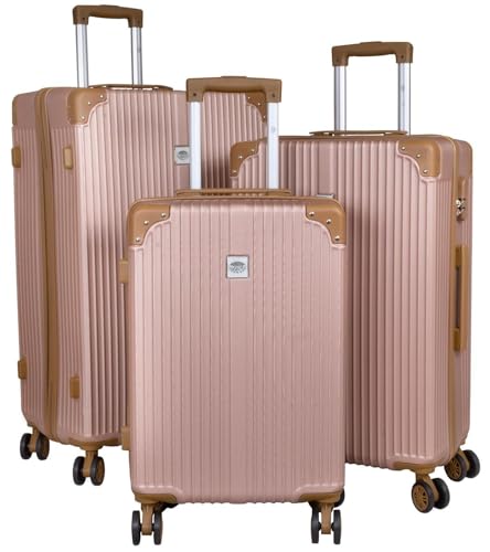 Warenhandel König Hartschalen 3tlg. Kofferset Trolleyset Bardabos - Farbe Rosegold - Gr. M, L und XL von Warenhandel König