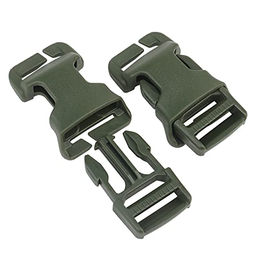 WarmHeartting 2 Stück 2,5 cm QASM Quick Attach Surface Mount Buckle Taktische Mil-Spec MOLLE PALS Gurtband Airsoft Jagdweste modularer Befestigungspunkt, grün von WarmHeartting