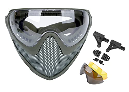 WarmHeartting Dual-Mode Airsoft Paintball Maske Vollgesichtsmaske Stahlgewebe Maske mit 3 austauschbaren Brillengläsern, schnelles taktisches Helmzubehör WarmHeartting Dual-Mode Airsoft Paintball Maske Vollgesichtsmaske Stahlgewebe Maske mit 3 austauschbaren Brillengläsern, schnelles taktisches Helmzubehör von WarmHeartting