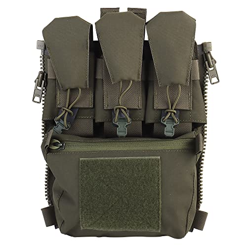 WarmHeartting Tactical Zip-On Panel Pouch Mit Magazintasche Für Fcpc Weste Militärausrüstung, Tactical Back Panel Banger Pouch Gp Pocket Retention Flap, Grün, L von WarmHeartting