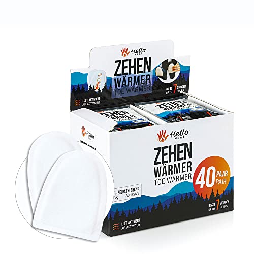 HELLO HEAT Zehenwärmer, 40 Paar Wärmepads für 7 Stunden Wärme I Sofort aktivierbare Fußwärmer I Zuverlässiges Heatpad – für alle Schuhe, Stiefel und Skischuhe HELLO HEAT Zehenwärmer, 40 Paar Wärmepads für 7 Stunden Wärme I Sofort aktivierbare Fußwärmer I Zuverlässiges Heatpad – für alle Schuhe, Stiefel und Skischuhe von HELLO HEAT