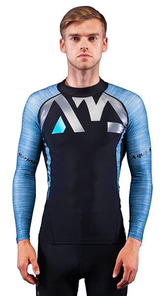 Aqua Marina Division Rash Guard UV-Shirt Lycra Badeshirt Schwimmshirt blue von WassersportEuropa
