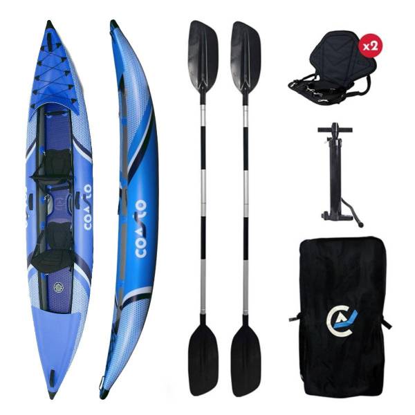 Coasto Lotus 2 Personen Kajak SET aufblasbar Drop-Stich & PVC Kanu Boot Kayak Pa von WassersportEuropa