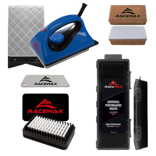 RaceWax Skiwax Set 5-teilig Wachsbügeleisen Wachs Kork BaseBrush Alpin Nordic RaceWax Skiwax Set 5-teilig Wachsbügeleisen Wachs Kork BaseBrush Alpin Nordic von WassersportEuropa