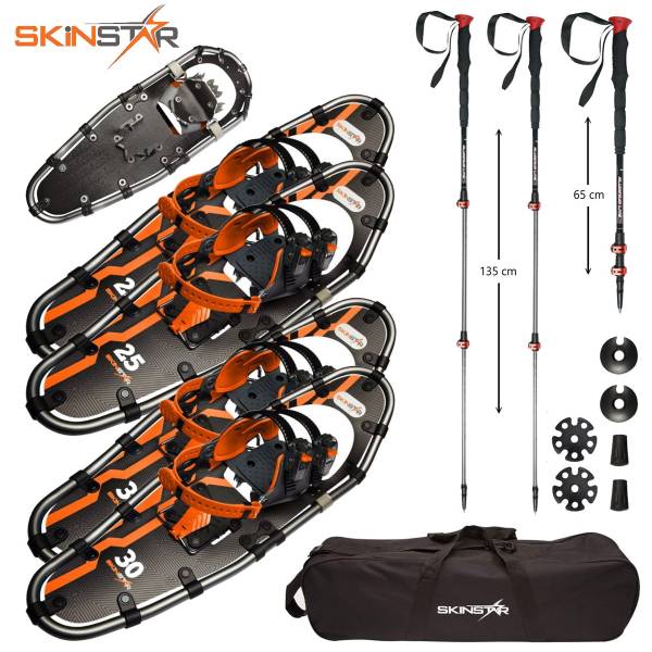SKINSTAR Schneeschuhe SET Alu-Rahmen Schneeschuhwandern Tourenski Stock SKINSTAR Schneeschuhe SET Alu-Rahmen Schneeschuhwandern Tourenski Stock von WassersportEuropa